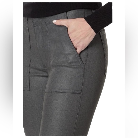 Kut from the Kloth Black Coated Reese Ankle Straight Pants Size 14 Nightclub NWT - Picture 3 of 15